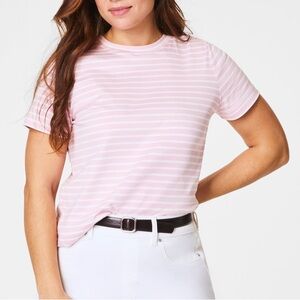 Spanx Cotton Crewneck Tee In Fleur Stripe Size XL